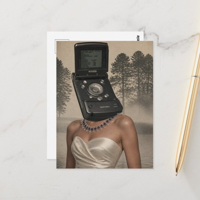 Surreal Fashion Collage Alterative Outdated Tech Postcard (Front/Back In Situ)