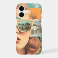 Surreal female portrait with retro sunglasses