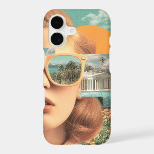 Surreal female portrait with retro sunglasses