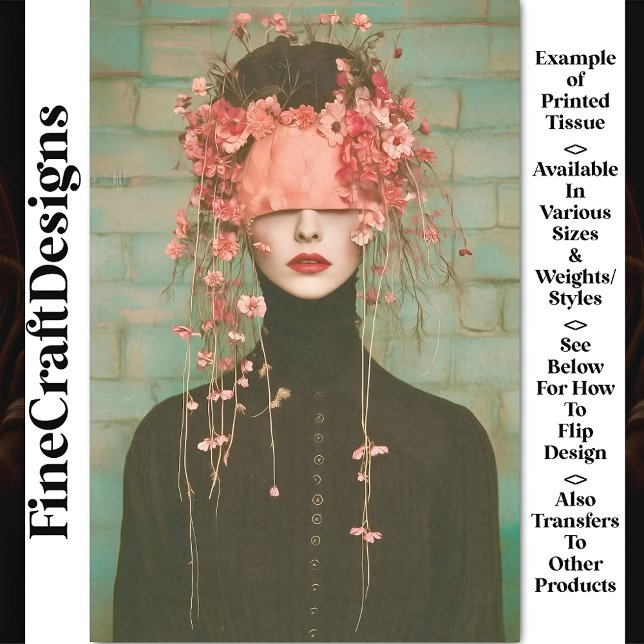 Surreal Figure In Blindfold, Floral CC6 Decoupage Tissue Paper (Creator Uploaded)