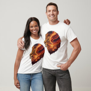 Surreal Fire Lion Head Cosmic Art Leo Zodiac T-Shirt
