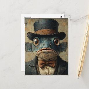 Surreal Fish in a Suit Postcard