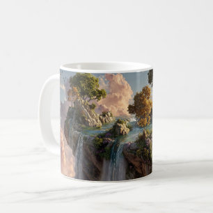 Surreal Floating Cliffs With Waterfalls Coffee Mug
