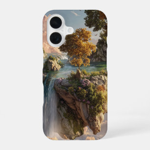 Surreal Floating Cliffs With Waterfalls iPhone 16 Case