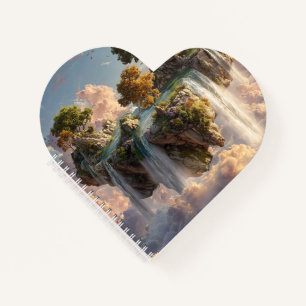 Surreal Floating Cliffs With Waterfalls Notebook