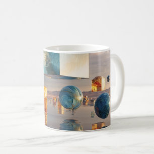 Surreal Floating Cubes And Spheres Coffee Mug