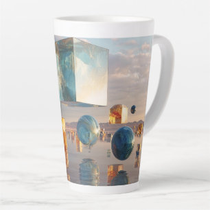 Surreal Floating Cubes And Spheres Latte Mug