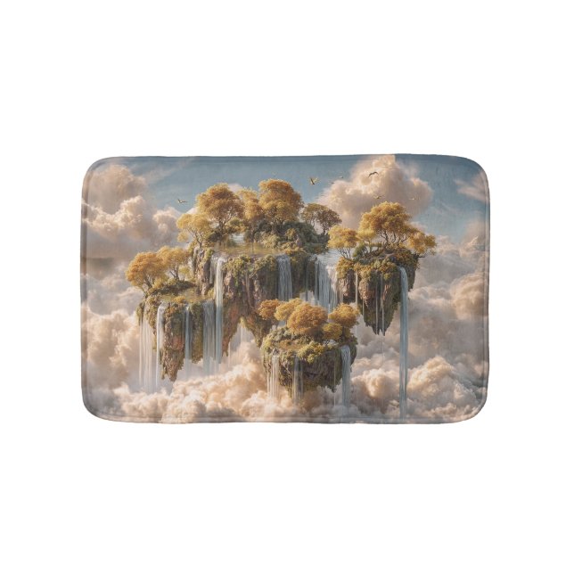 Surreal Floating Islands With Golden Trees Bath Mat (Front)