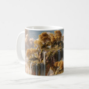 Surreal Floating Islands With Golden Trees Coffee Mug