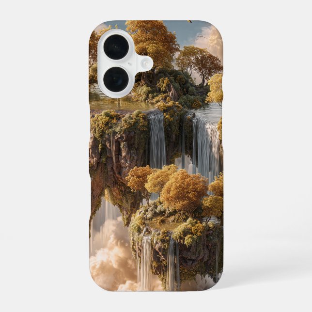 Surreal Floating Islands With Golden Trees iPhone 16 Case (Back)