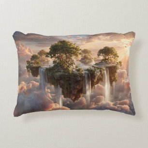 Surreal Floating Islands With Waterfalls Decorative Cushion
