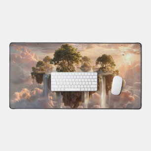 Surreal Floating Islands With Waterfalls Desk Mat