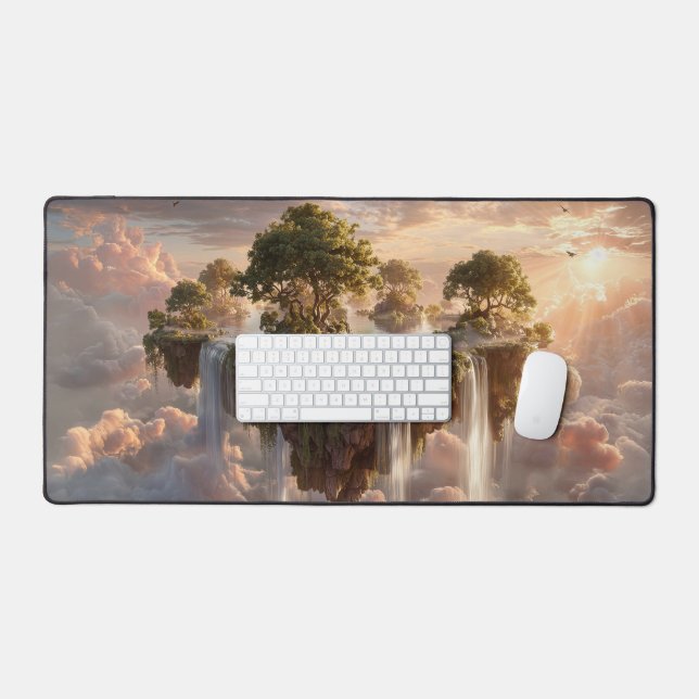 Surreal Floating Islands With Waterfalls Desk Mat (Keyboard & Mouse)