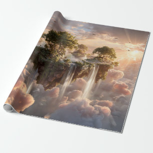 Surreal Floating Islands With Waterfalls Wrapping Paper