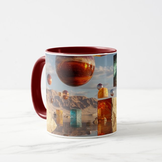Surreal Floating Spheres And Cubes Mug (Front Left)