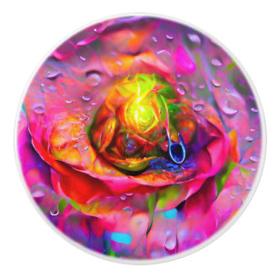 Surreal Floral Art Ceramic Knob