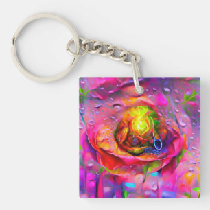 Surreal Floral Art Key Ring