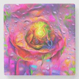 Surreal Floral Art Stone Coaster