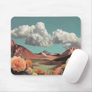 Surreal Floral Mountainscape With Dramatic Clouds Mouse Pad