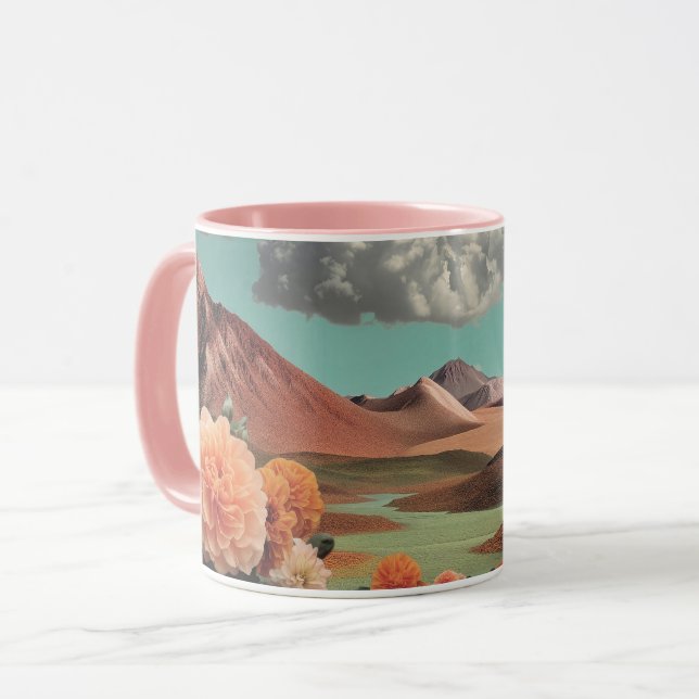 Surreal Floral Mountainscape With Dramatic Clouds Mug (Front Left)