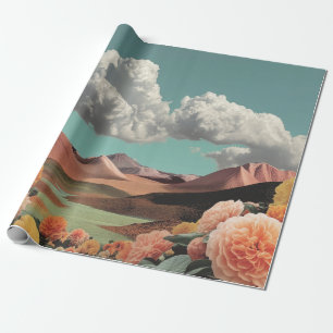 Surreal Floral Mountainscape With Dramatic Clouds Wrapping Paper