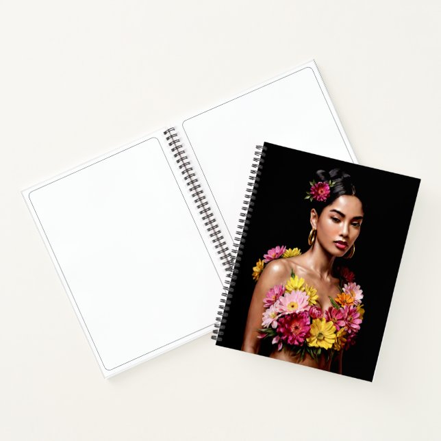 Surreal Flower Girl Dark Boho Aesthetic Notebook (Inside)