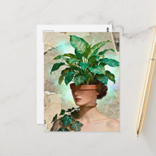 Surreal Flower Pot Woman Postcard