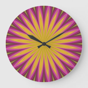 Surreal Flower with Purple & Yellow Petals Large Clock