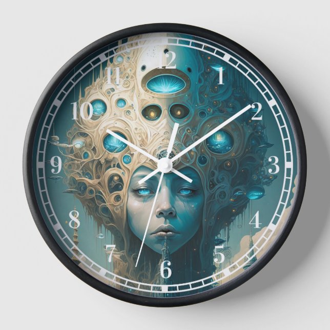 Surreal Futuristic Alien Woman Lanscape Clock (Front)