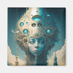 Surreal Futuristic Alien Woman Lanscape Magnet