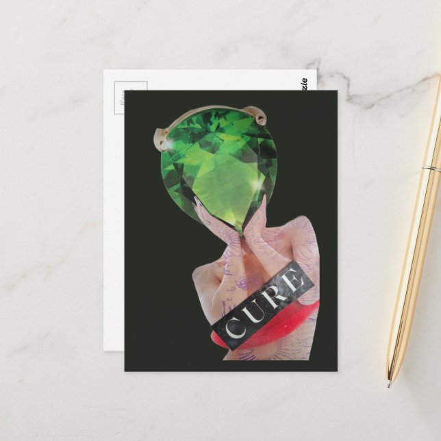 Surreal Gemstone Lady Collage  Postcard (Front/Back In Situ)