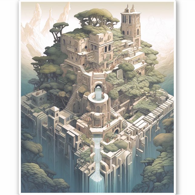 Surreal Geometric City Landscape Fantasy Art (Front)