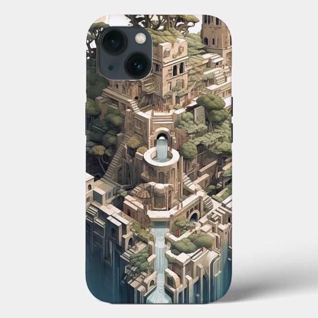 Surreal Geometric City Landscape Fantasy Art Case-Mate iPhone Case (Back)