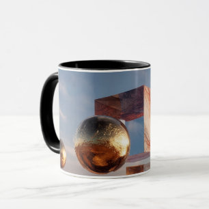 Surreal Geometric Composition With Golden Spheres Mug