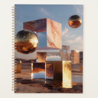 Surreal Geometric Composition With Golden Spheres