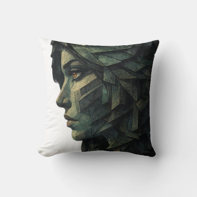 Surreal Geometric Woman Cubist Art Cushion (Front)
