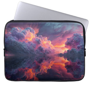 Surreal Glowing Sunset Clouds Reflected In Water Laptop Sleeve