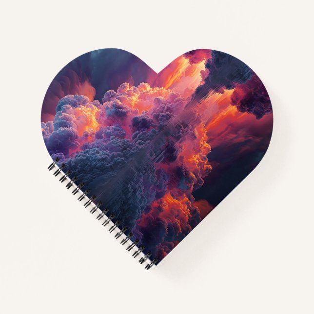 Surreal Glowing Sunset Clouds Reflected In Water Notebook (Front)