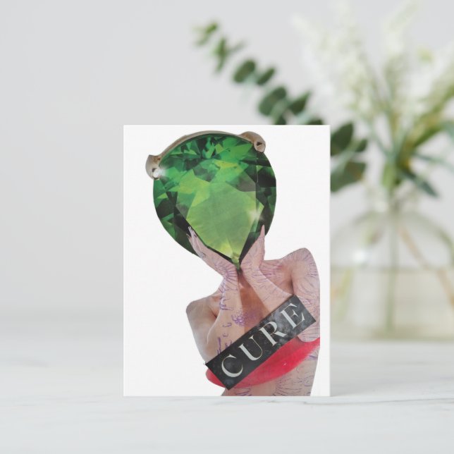 Surreal Green Gemstone Lady Collage  Postcard (Standing Front)