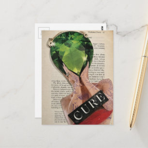 Surreal Green Gemstone Lady Collage Postcard