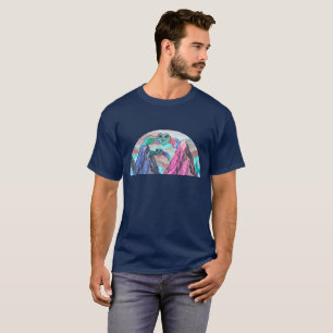 Surreal Heart Owl Flying Over Colourful Pink and B T-Shirt