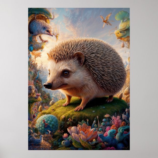Surreal Hedgehog Safari Poster (Front)