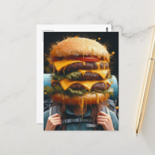 Surreal Hiking With a Cheeseburger on My Mind Postcard