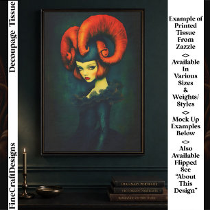 Surreal Horned Woman, Gothic Aries FK5L Decoupage Tissue Paper