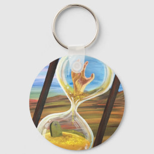 Surreal Hourglass Memento Mori Dark Gothic Desert Key Ring