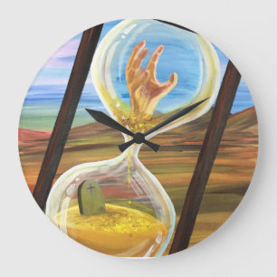 Surreal Hourglass Memento Mori Dark Gothic Desert Large Clock