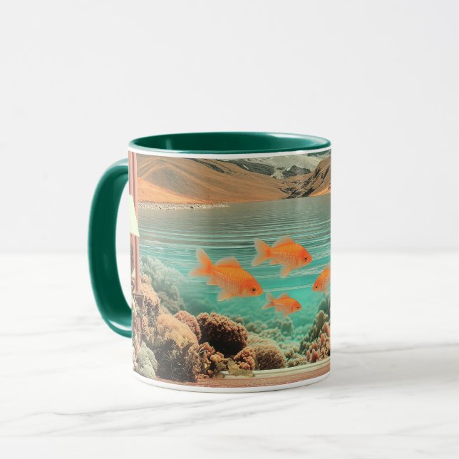 Surreal Interior with Fish and Moonlit Landscape Mug (Front Left)