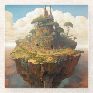 Surreal Island Landscape Fantasy Art Glass Coaster
