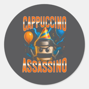 Surreal Italian Brainrot Cappuccino Ino Birthday M Classic Round Sticker