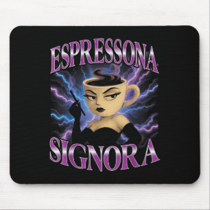 Surreal Italian Brainrot Meme Espressona Signora F Mouse Pad